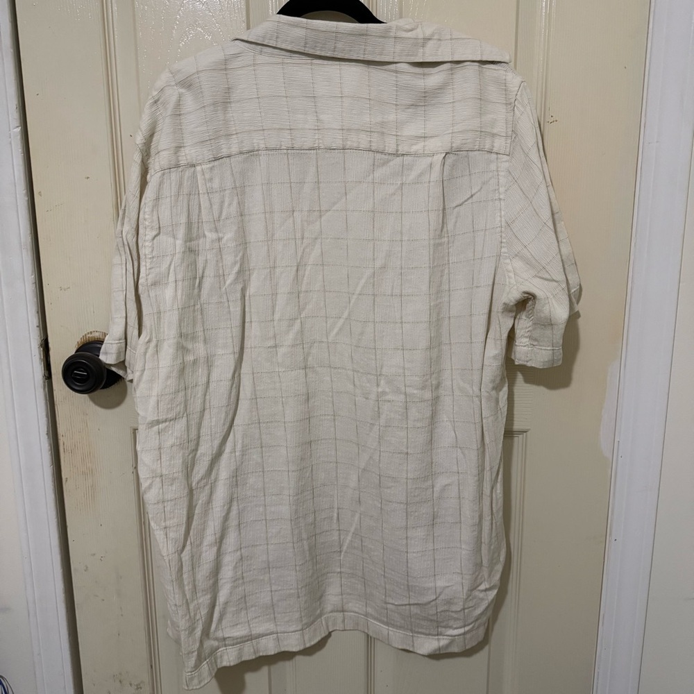George Cream Textured Short Sleeve Button-Up Shirt Size XL